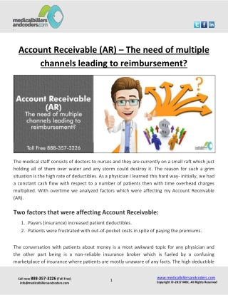 Account Receivable (AR) - The need of multiple channels leading to reimbursement