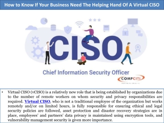 How to Know If Your Business Need The Helping Hand Of A Virtual CISO