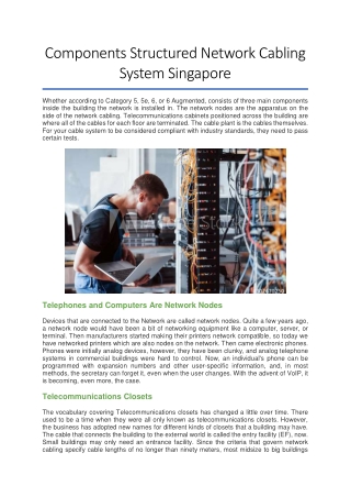 Components Structured Network Cabling System Singapore