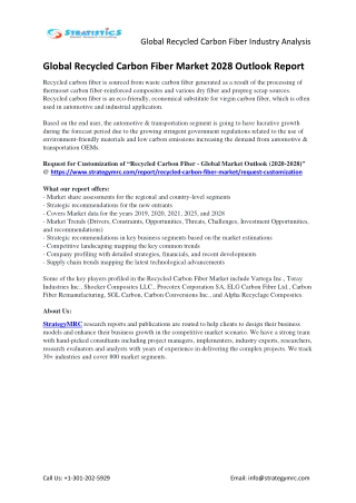 Recycled Carbon Fiber Market - Global Outlook and Forecast 2020-2028
