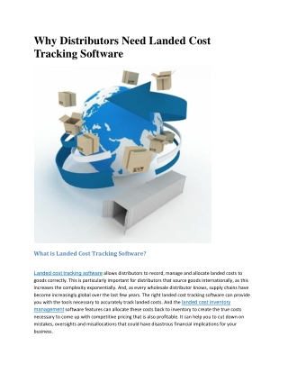 Why Distributors Need Landed Cost Tracking Software