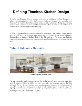Defining Timeless Kitchen Design