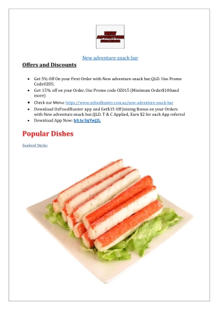 New adventure snack bar Restaurant Menu Lawnton, QLD - 5% off