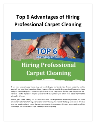 Top 6 Advantages of Hiring Professional Carpet Cleaning