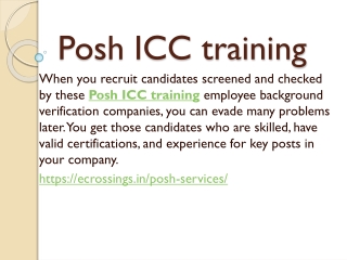 Posh ICC training