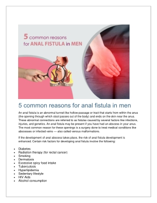 5 common reasons for anal fistula in men