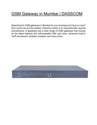 GSM Gateway in Mumbai | DASSCOM