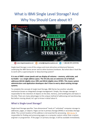 What is IBMi Single Level Storage