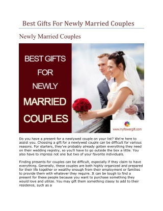 Best Gifts For Newly Married Couples