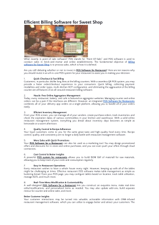Efficient Billing Software for Sweet Shop
