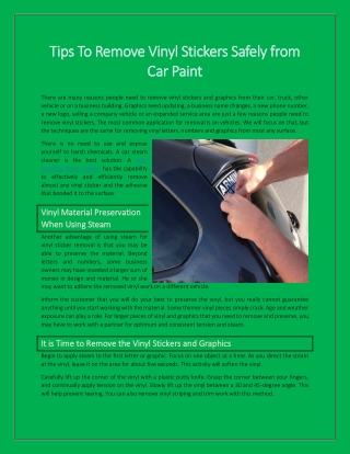 Tips To Remove Vinyl Stickers Safely from Car Paint