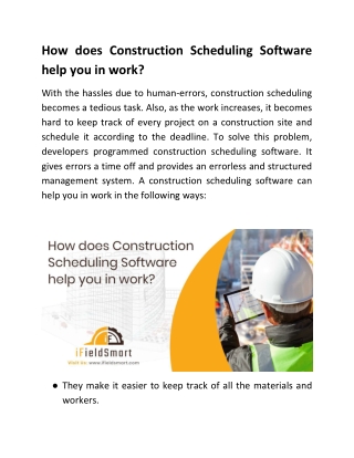 How does Construction Scheduling Software help you in work