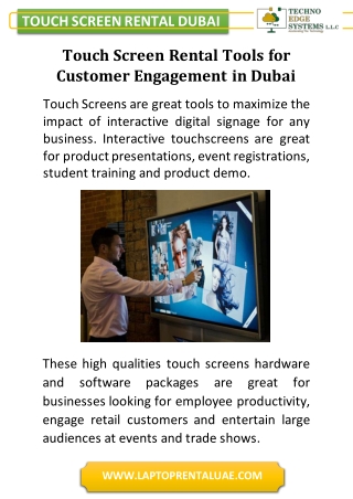 Touch Screen Rental Tools for Customer Engagement in Dubai