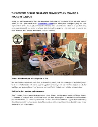 THE BENEFITS OF HIRE CLEARANCE SERVICES WHEN MOVING A HOUSE IN LONDON