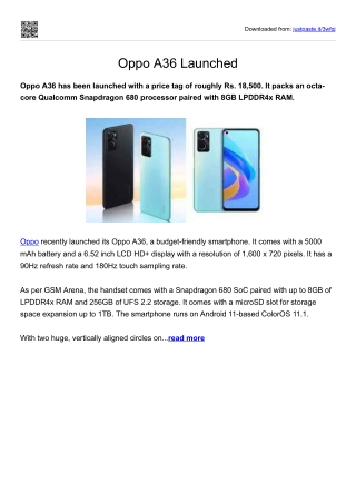 Oppo A36 Launched