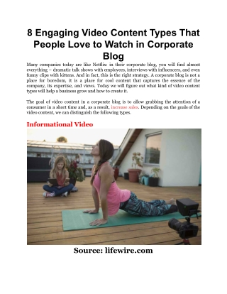 8 Engaging Video Content Types That People Love to Watch in Corporate Blog