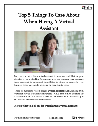 Top 5 Things To Care About When Hiring A Virtual Assistant