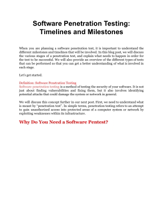 Software Penetration Testing_ Timelines and Milestones