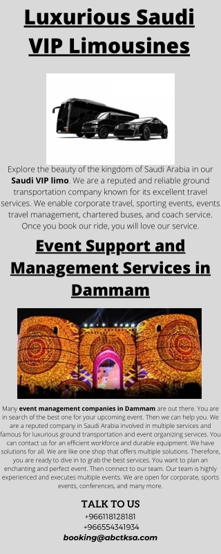 Saudi VIP Limousines and Event Management Companies in Dammam