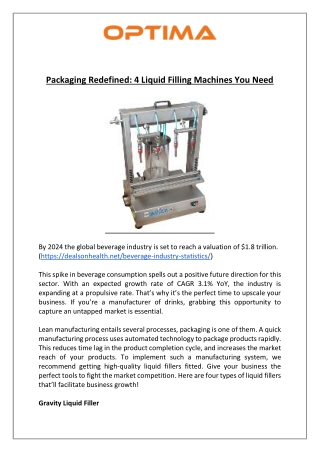 Packaging Redefined 4 Liquid Filling Machines You Need