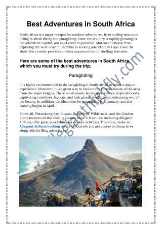 Best Adventures in South Africa