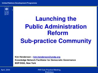 Launching the Public Administration Reform Sub-practice Community