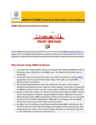 Overseas MBBS Consultant in Indore