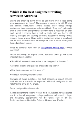 Which is the best assignment writing service in Australia-converted