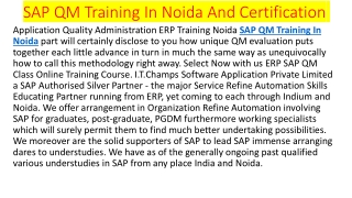 SAP QM Training Institute In Noida
