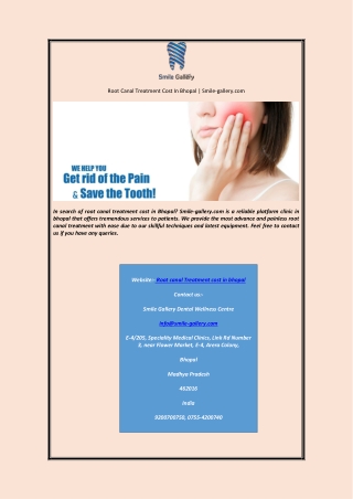 Root Canal Treatment Cost In Bhopal | Smile-gallery.com