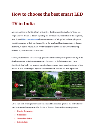 How to choose the best smart LED TV in India
