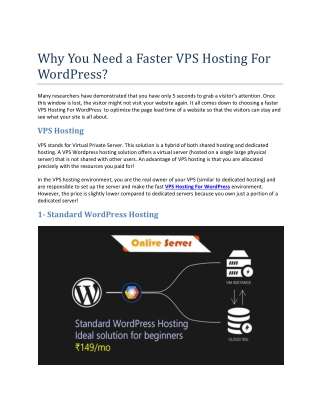 Why You Need a Faster VPS Hosting For WordPress