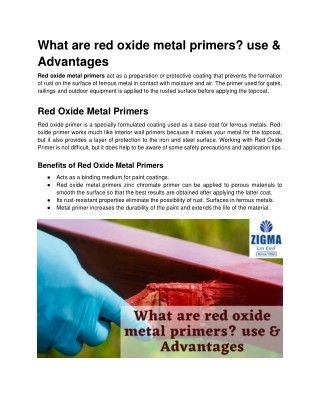 What is a red oxide metal primer