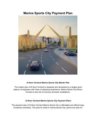 Marina Sports City Payment Plan