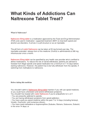 What Kinds of Addictions Can Naltrexone Tablet Treat
