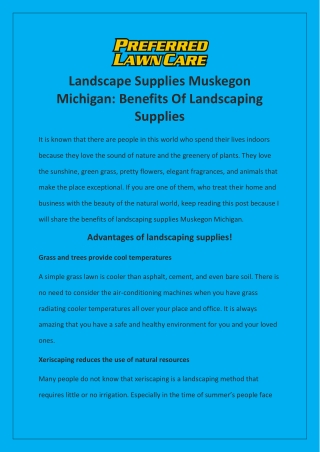 Landscape Supplies Muskegon Michigan- Benefits Of Landscaping Supplies