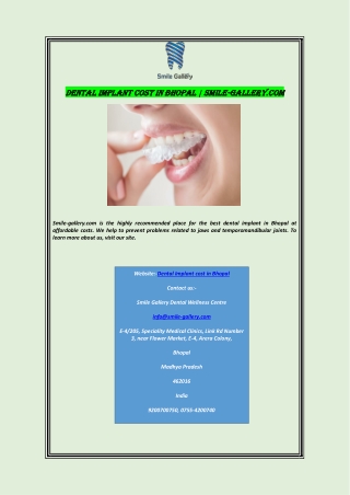 Dental Implant Cost In Bhopal | Smile-gallery.com