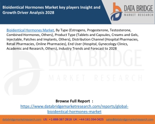Bioidentical Hormones Market key players Insight and Growth Driver Analysis 2028