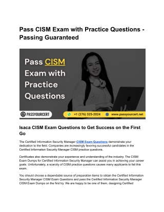 Pass CISM Exam with Practice Questions - Passing Guaranteed