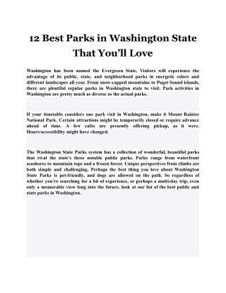 12 Best Parks in Washington State That You’ll Love