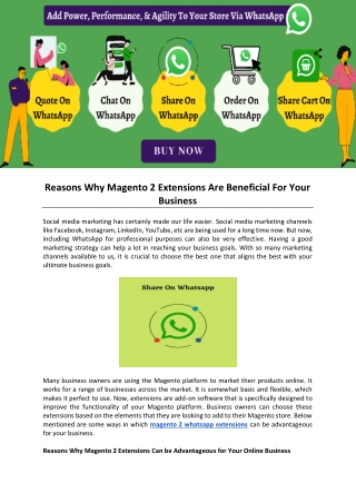 Reasons Why Magento 2 Extensions Are Beneficial For Your Business