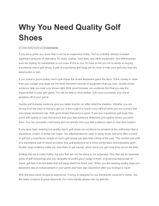 Why You Need Quality Golf Shoes