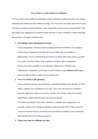 Four Steps to Avoid a Homework Disaster