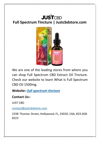 Full Spectrum Tincture | Justcbdstore.com