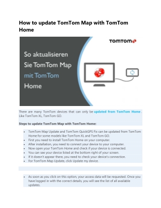How to update TomTom Map with TomTom Home