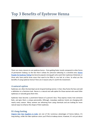 Top 3 Benefits of Eyebrow Henna