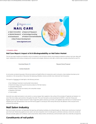 Nail Care Report Impact of AI & Biodegradability on Nail Salon Market - Signicent LLP