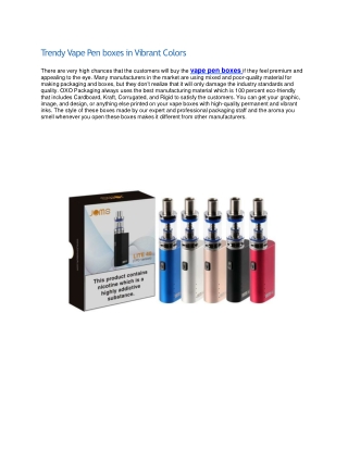 Trendy Vape Pen boxes in Vibrant Colors