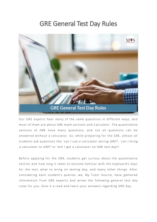 GRE General Test Day Rules