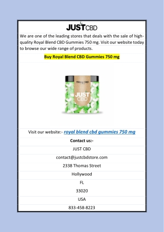 Buy Royal Blend CBD Gummies 750 mg